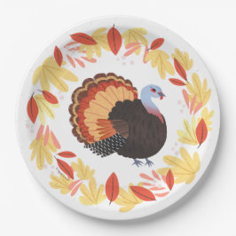 感謝祭トルコと紅葉 ペーパープレート