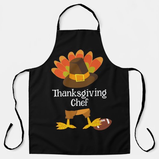 感謝祭トルコのサッカーパーソナライズされたシェフ エプロン (正面)