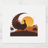 感謝祭トルコのシルエット – サンセットハーベストSc スパークリングワインラベル (シングルラベル)