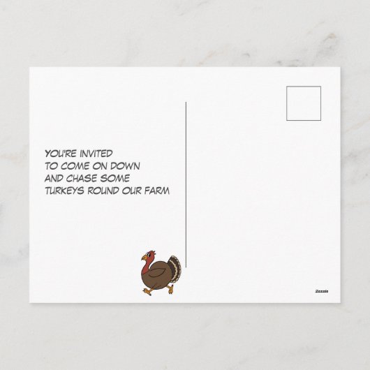 感謝祭トルコのチェイスとバストパーティーはがき シーズンポストカード (裏面)