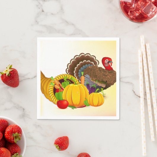 感謝祭トルコのナプキン/標準ホワイトカクテル スタンダードカクテルナプキン (インサイチュ)