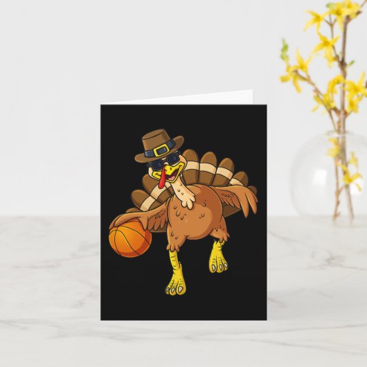 感謝祭トルコのバスケットボール選手おもしろいボーイズGir カード (黄色い花)