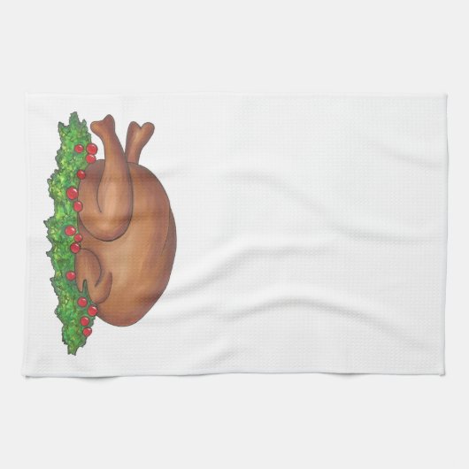 感謝祭トルコプラッタクリスマスホリデーフード キッチンタオル (横)