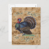 感謝祭トルコヴィンテージミュージックシート シーズンポストカード (正面/裏面)