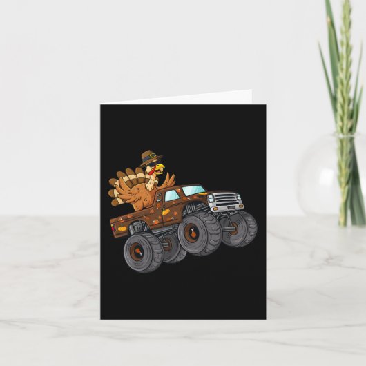 感謝祭トルコ乗馬モンスタートラック少年たち子供 カード (正面)