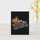 感謝祭トルコ乗馬モンスタートラック少年たち子供 カード (黄色い花)