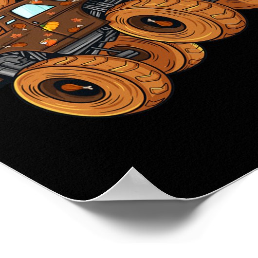 感謝祭トルコ乗馬モンスタートラック少年たち子供 ポスター (角)