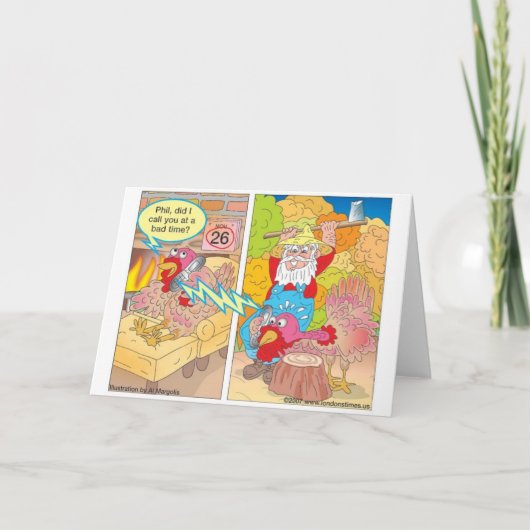 感謝祭トルコ保留の漫画のギフト&ティー シーズンカード (正面)