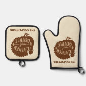 感謝祭トルコ名前をカスタムするギャザーとゴブル 鍋つかみ&鍋敷きセット (正面)