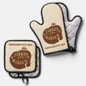 感謝祭トルコ名前をカスタムするギャザーとゴブル 鍋つかみ&鍋敷きセット (正面/裏面)