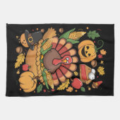 感謝祭トルコ感謝祭パイ秋家族 キッチンタオル (横)