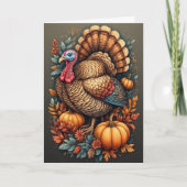 感謝祭トルコ折り畳みグリーティングカード カード (正面)