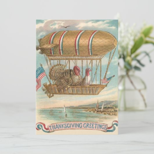 感謝祭トルコ熱気球アメリカ国旗 シーズンカード (スタンド正面)