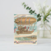 感謝祭トルコ熱気球アメリカ国旗 シーズンポストカード (スタンド正面)