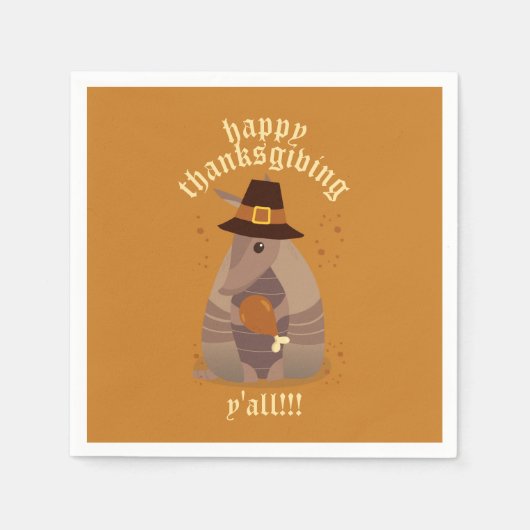 感謝祭トルコ脚アルマジロテキサス州 スタンダードカクテルナプキン (正面)