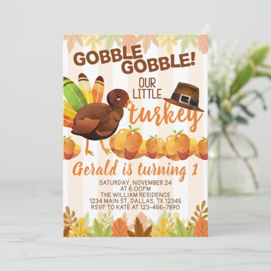 感謝祭トルコ誕生日招待状招待状 招待状 (スタンド正面)