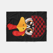 感謝祭トルコ顔と秋パターンキャップ フリースブランケット (正面(横))