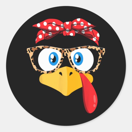 感謝祭トルコ顔レオパード印刷メガネwom ラウンドシール (正面)