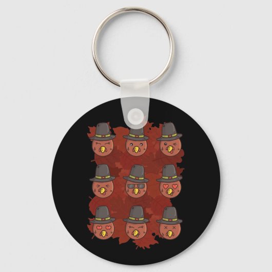 感謝祭トルコ顔絵文字ギフト キーホルダー (正面)