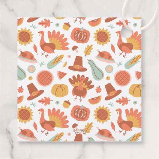 感謝祭トルコ食べ物誕生日ありがとう フェイバータグ (裏面)