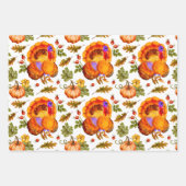 感謝祭トルコ、カボチャと紅葉 ラッピングペーパーシート (正面)