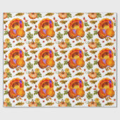 感謝祭トルコ、カボチャと紅葉 ラッピングペーパー (フラット)