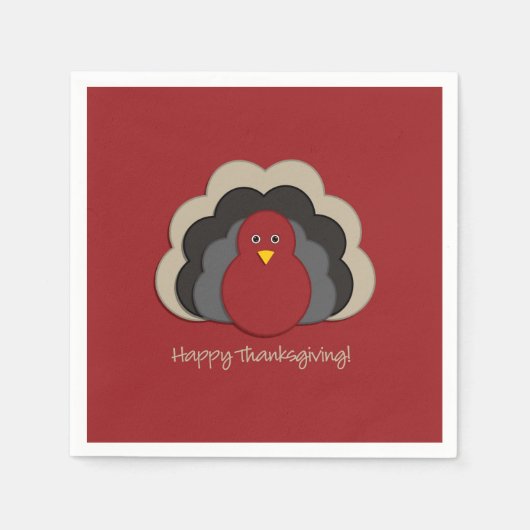 感謝祭トルコ スタンダードカクテルナプキン (正面)