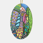 感謝祭トルコ、パッチワーク羽、フォークアート セラミックオーナメント (左)