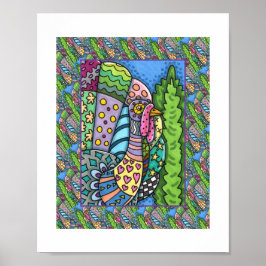 感謝祭トルコ、パッチワーク羽、フォークアート ポスター