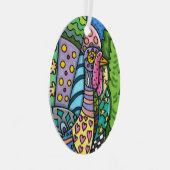 感謝祭トルコ、パッチワーク羽、フォークアート メタルオーナメント (正面右)