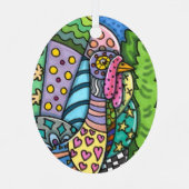 感謝祭トルコ、パッチワーク羽、フォークアート メタルオーナメント (裏面)