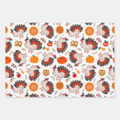 感謝祭トルコ、収穫とトリート ラッピングペーパーシート (正面3)