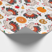 感謝祭トルコ、収穫とトリート ラッピングペーパー (角)