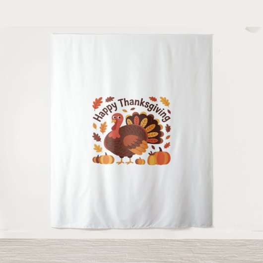 感謝祭トルコ – 秋の休日のクラシックオーバー タペストリー (正面)