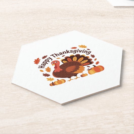 感謝祭トルコ – 秋の休日のクラシックオーバー ペーパーコースター (アングル)