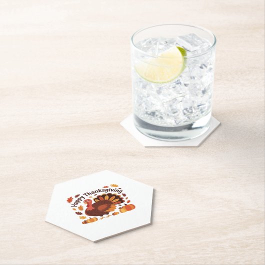 感謝祭トルコ – 秋の休日のクラシックオーバー ペーパーコースター (インサイチュ)