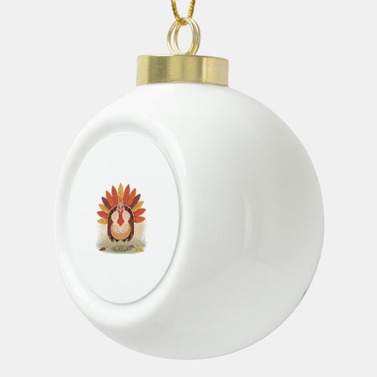 感謝祭トルコ – 秋の休日クラシッククラス セラミックボールオーナメント (右)