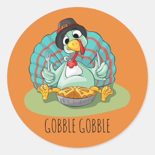 感謝祭トルコStickers1 1/2インチ（20枚） ラウンドシール (正面)