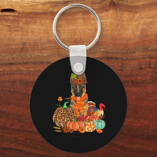 感謝祭ドイツの羊飼いとトルコ秋ポンプ キーホルダー (正面)