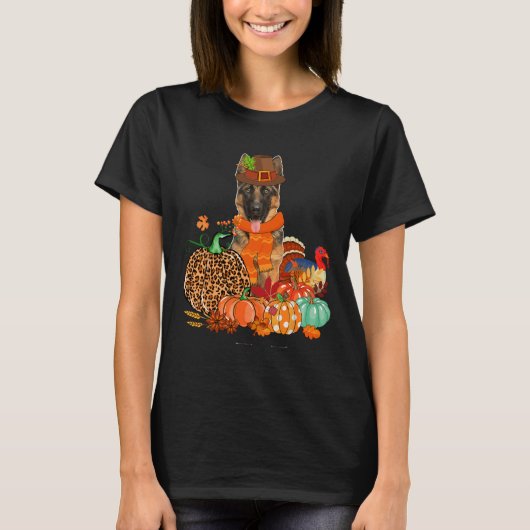 感謝祭ドイツの羊飼いとトルコ秋ポンプ Tシャツ (正面)