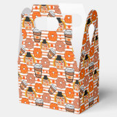 感謝祭ドーナツとコーヒー秋オレンジストライプ色 フェイバーボックス (オープン)