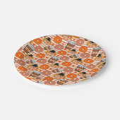 感謝祭ドーナツとコーヒー秋オレンジストライプ色 ペーパープレート (アングル)