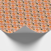 感謝祭ドーナツとコーヒー秋オレンジストライプ色 ラッピングペーパー (角)