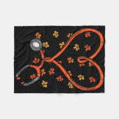 感謝祭ナース聴診器ハート秋スクラブ フリースブランケット (正面(横))