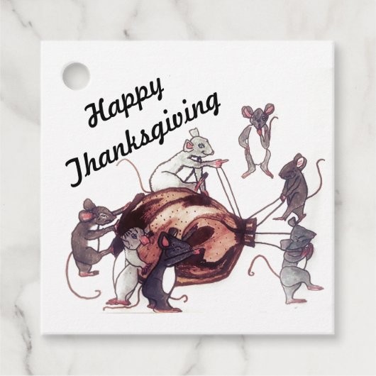 感謝祭ネズミ盗み七面鳥の贈り物ラベル フェイバータグ (正面)