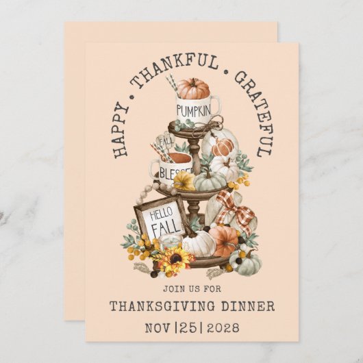 感謝祭ハロー秋ディナー招待状 招待状 (正面/裏面)