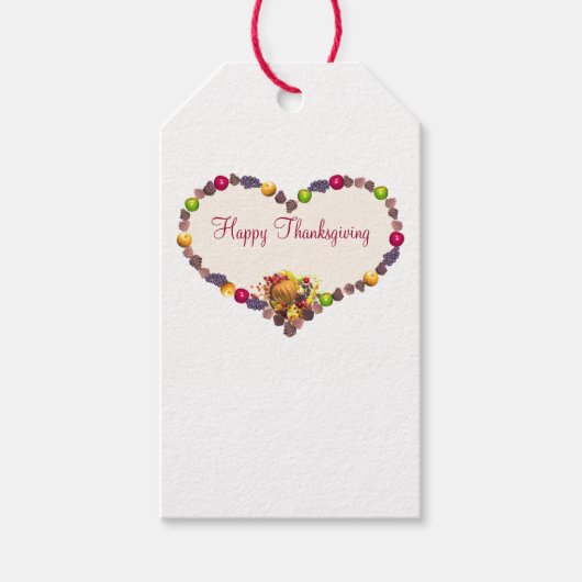 感謝祭ハートとコルヌコピア ギフトタグ (正面)