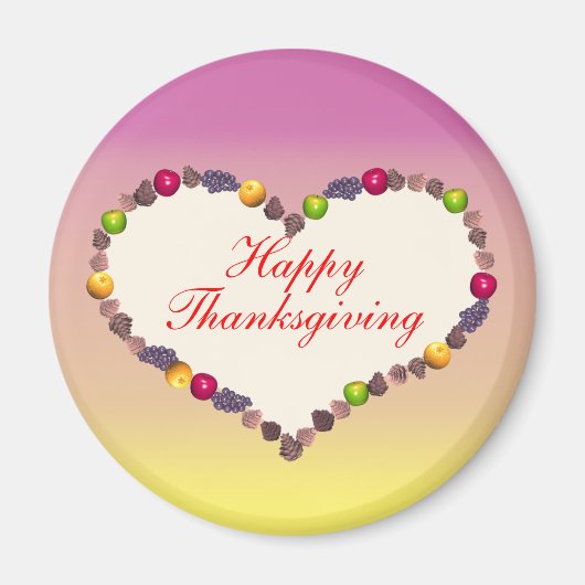 感謝祭ハート – ピンクと黄色 マグネット (正面)