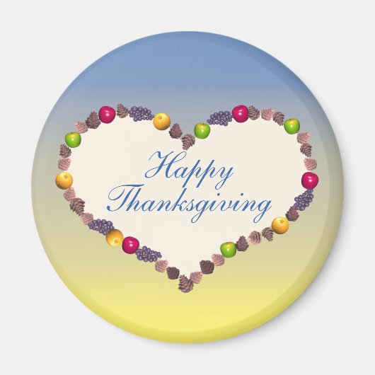 感謝祭ハート – 青と黄 マグネット (正面)