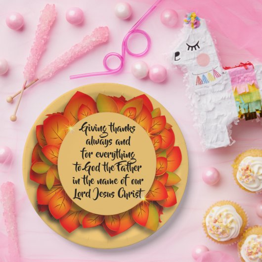 感謝祭バイブル引用文秋リーフプレート ペーパープレート (パーティー)